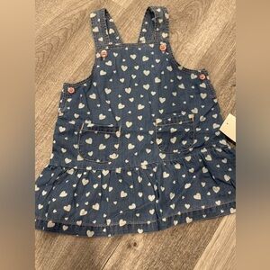 Hatley Blue Heart Patterned Kids Jean Overall Dress